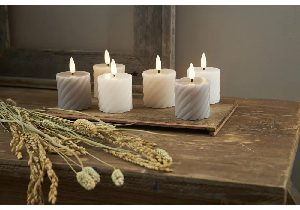 Flamme Swirl Antique 2 db fehér LED viaszgyertya, magasság 7,5 cm - Star Trading