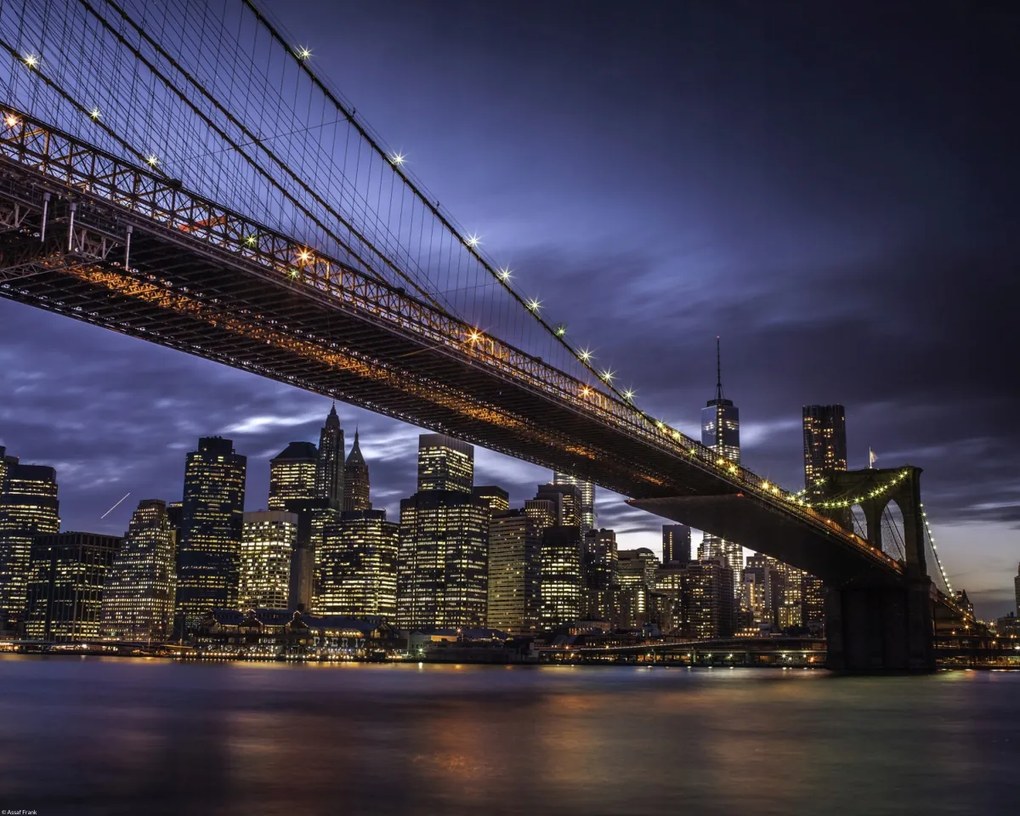 Poszter 50x40cm Brooklyn híd és Alsó-Manhattan panoráma alkonyatkor 3