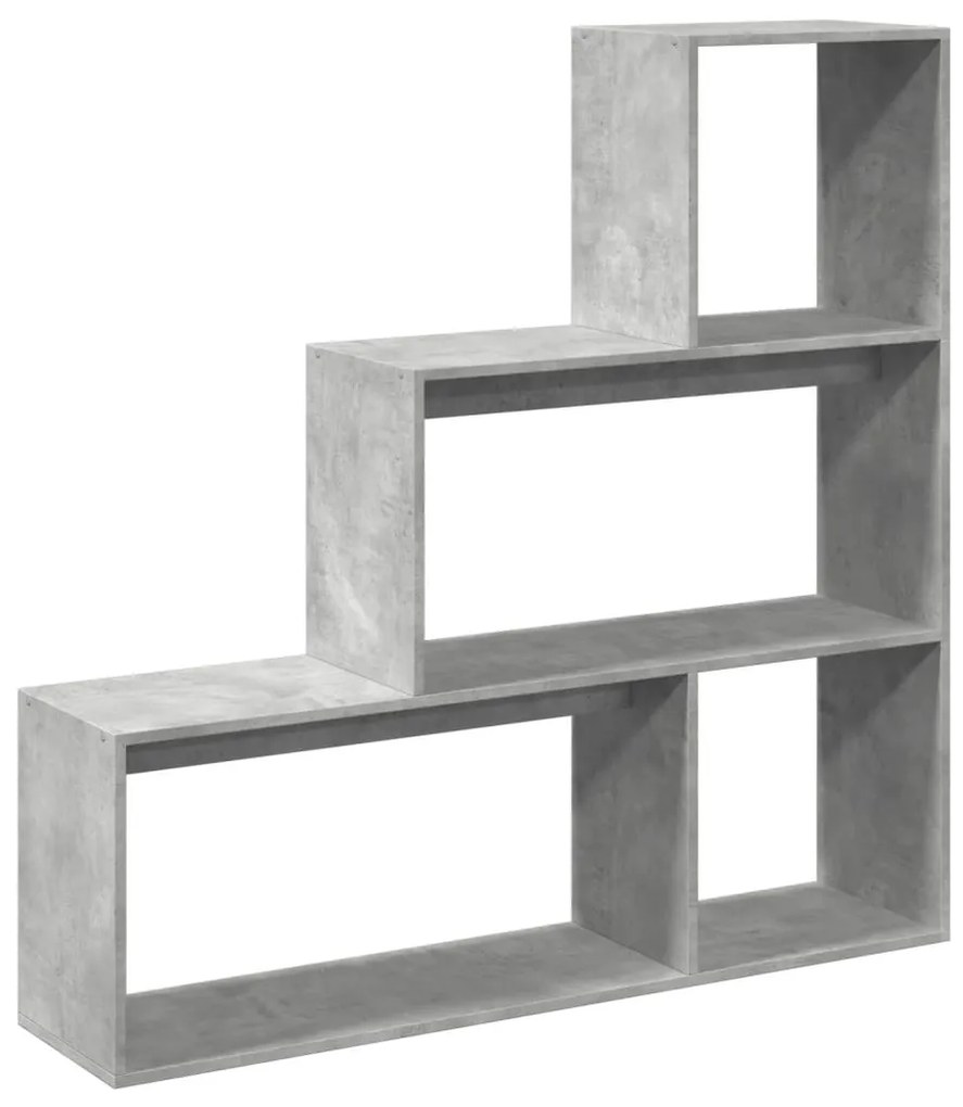 3 szintes betonszürke fa elválasztó könyvespolc 123x29x123 cm