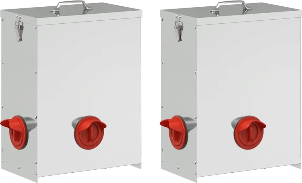 vidaXL Csirke etető 2 pcs Ezüst 32,5 x 20,5 x 43 cm Horganyzott acél