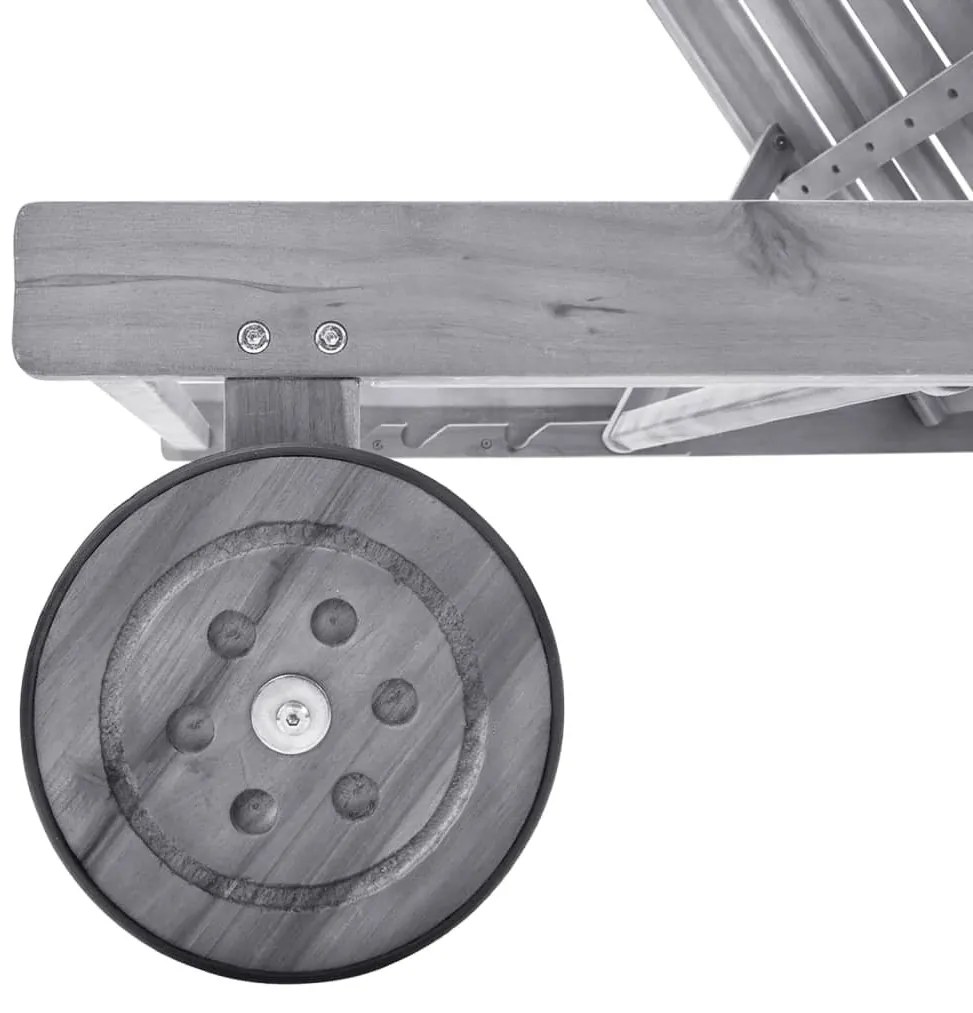 Szürke tömör akácfa kerti napozóágy párnával