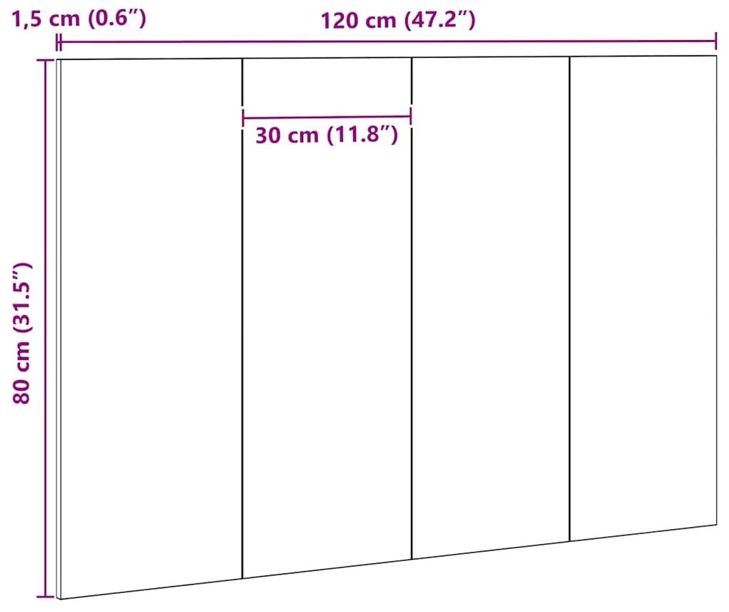 Fejtámla Musta tammi 120 x 1,5 x 80 cm Faanyag