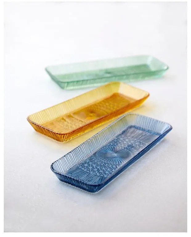 Narancssárga üveg szervírozó tányér 14x38 cm Kusintha – Bitz