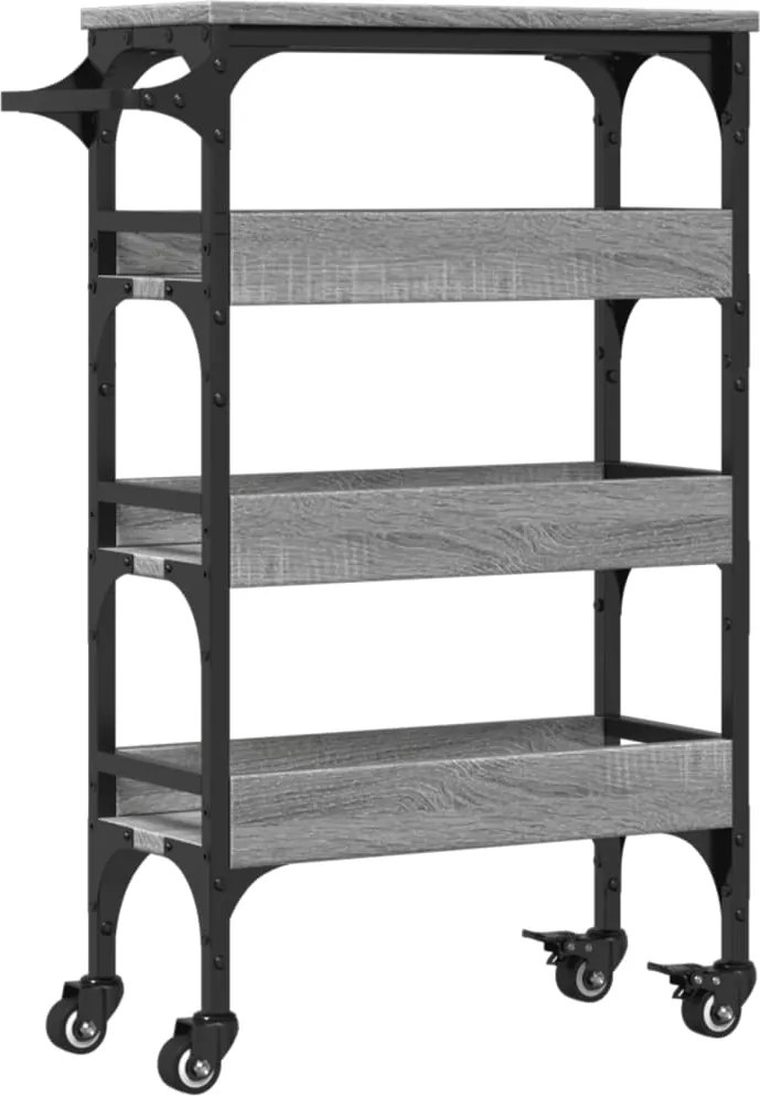 vidaXL szürke sonoma színű szerelt fa zsúrkocsi 53x20x76 cm