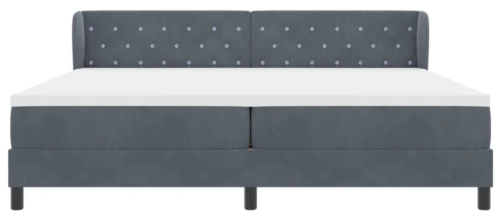 Boxspring Ágy Matraccal Sötétszürke 200x200 cm Velvet