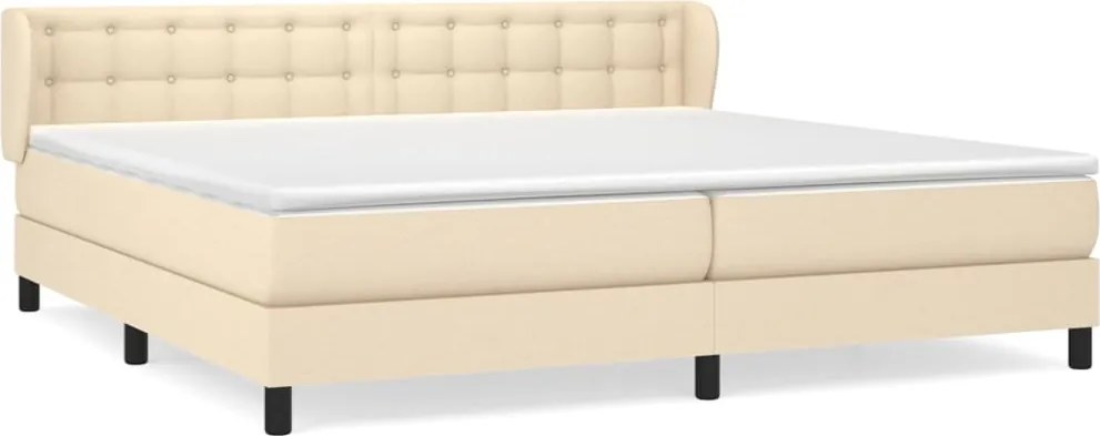 vidaXL krémszínű szövet rugós ágy matraccal 200 x 200 cm