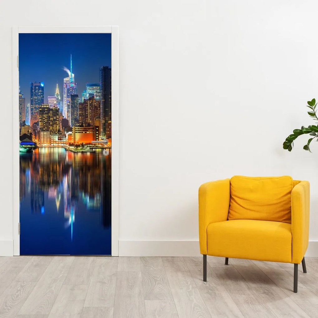 Fotótapéta ajtóra - Manhattan éjjel (95x205cm)