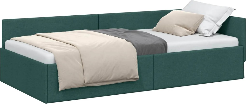 vidaXL Sarokágy keret fejtámlával Sötétzöld 80 cm x 200 cm szövet