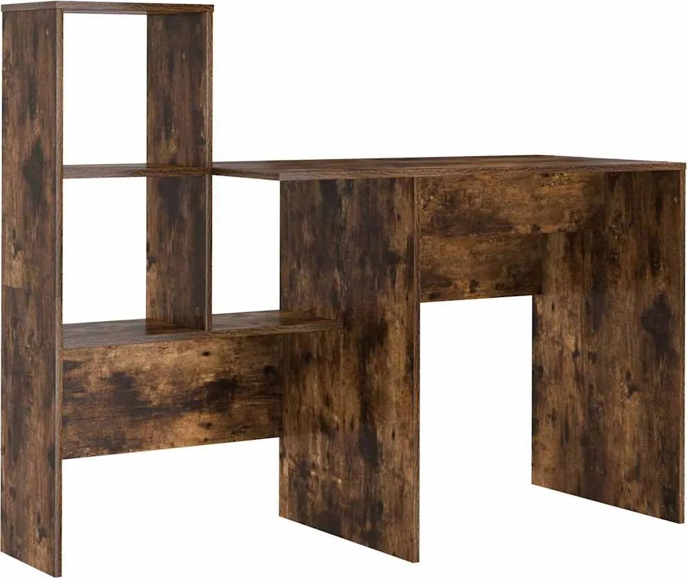 vidaXL Asztal polcokkal Füstölt tölgy 131,5 x 50 x 106,5 cm Faanyag