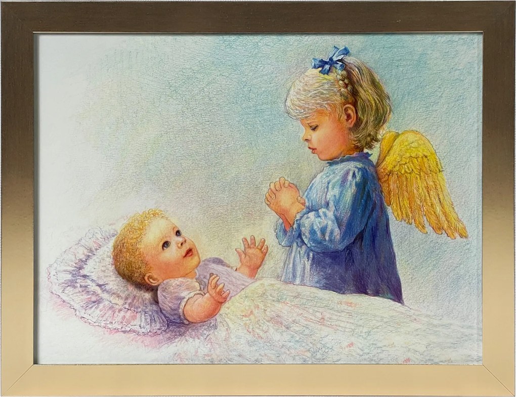 Vászonkép 35x45 Őrangyal Arany Keret