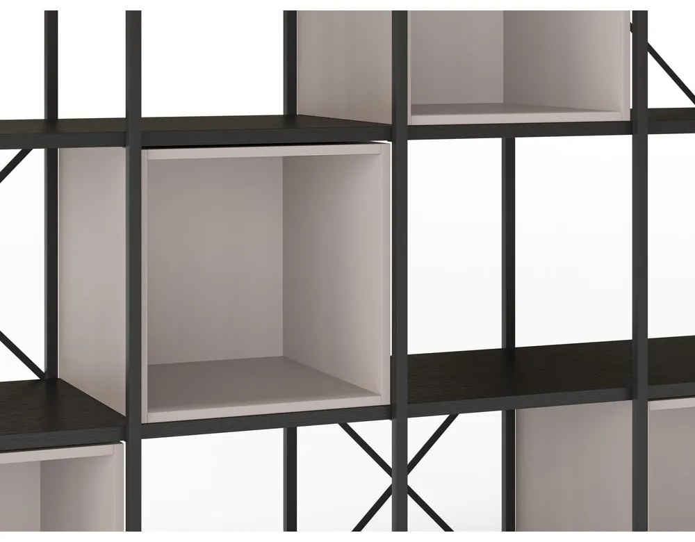 Fekete-krémszínű könyvespolc 140x179 cm Anya – Marckeric