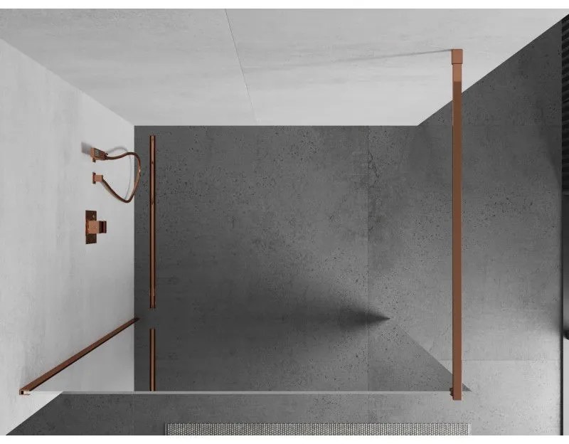 Mexen Kioto zuhany paraván 90x200 cm 8 mm, rózsa arany profil, üveg tükör hatás, 800-090-101-60-50