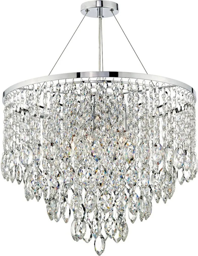 DAR LIGHTING PES0550 PESCARA Kristály Függesztett Lámpa Csiszolt Króm E14 IP20