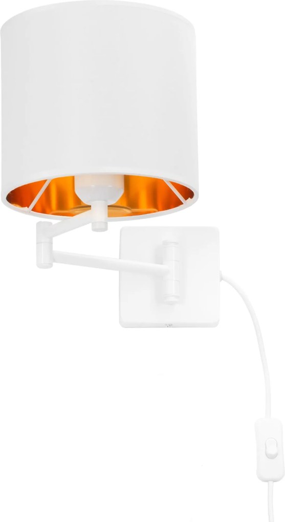 Fali lámpa állítható fehér szállodai lámpabúra kábellel