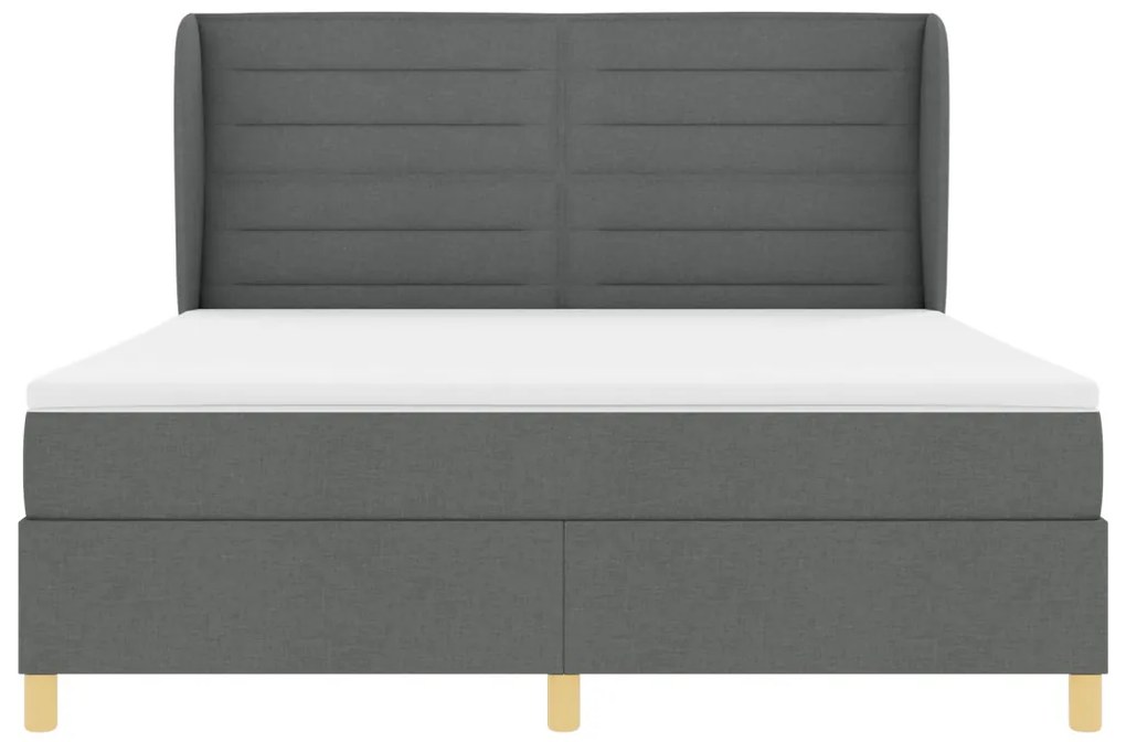 Boxspring Ágy Matraccal Sötétszürke, 180x200 cm Szövet