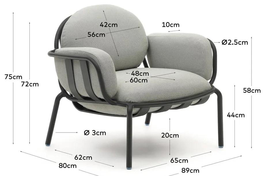 Szürke fém kerti fotel Joncols – Kave Home