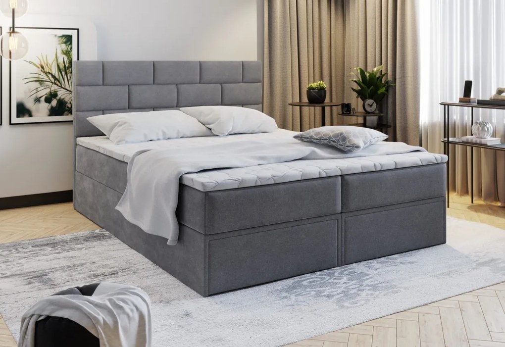 MARINOS Boxspring kárpitozott ágy, 160x200, lila