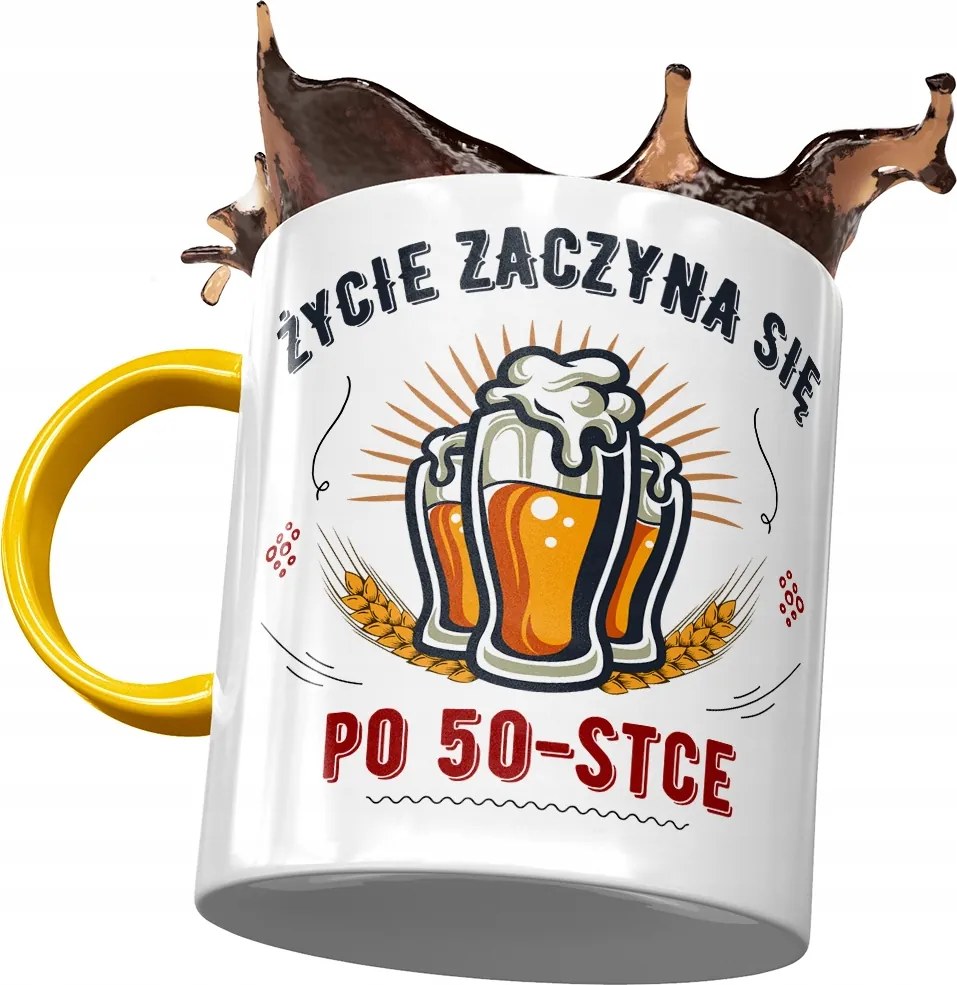 Sárga Bögre Születésnapra 50 50-es 50-es Ajándék Nyomtatott Fotóval