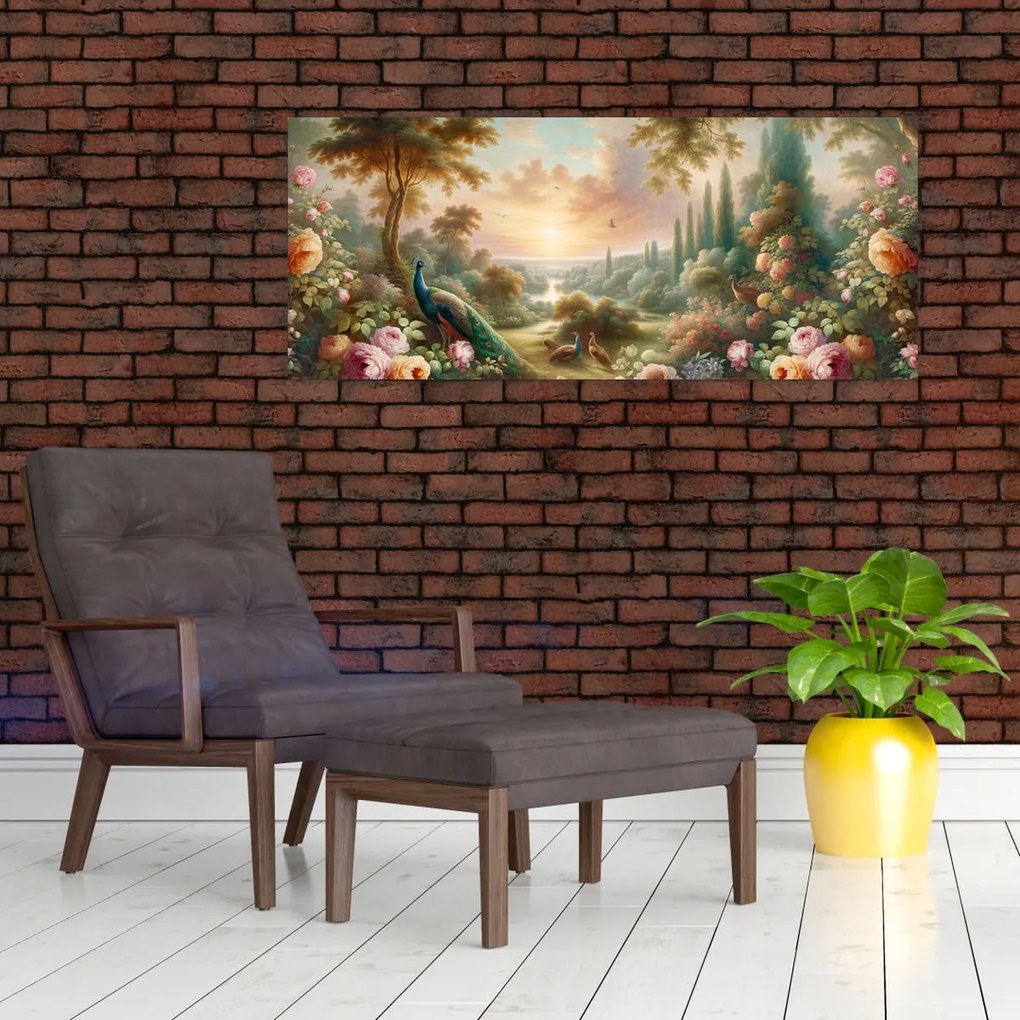 Kép - Pávák a kertben (120x50 cm)