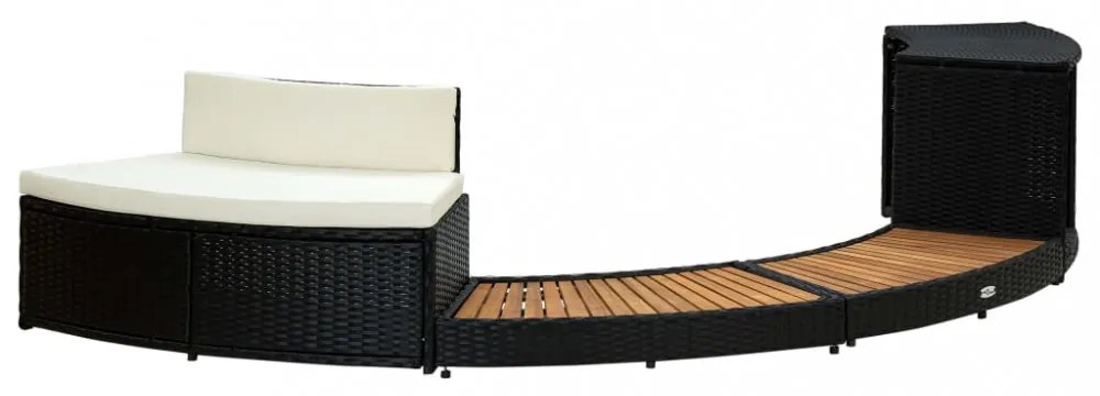 fekete polyrattan és akácfa pezsgőfürdőkeret