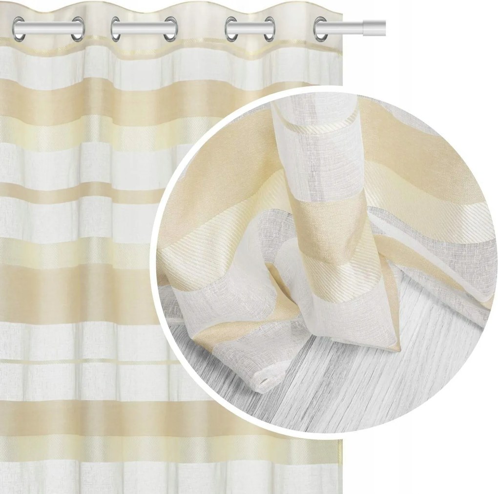 Függöny készre szerelve 140x250 krém csíkos