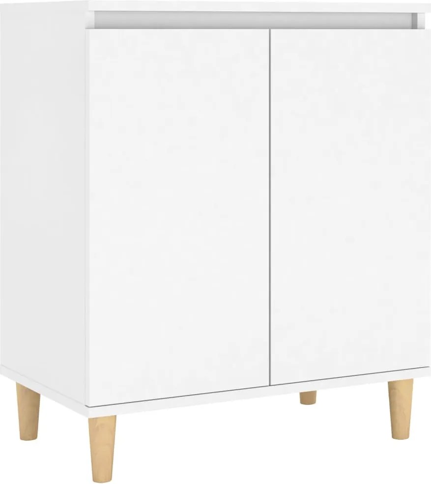 vidaXL fehér szerelt fa tálalószekrény tömör falábakkal 60x35x70 cm
