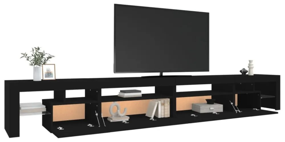 fekete TV-szekrény LED-lámpákkal 290x36,5x40 cm