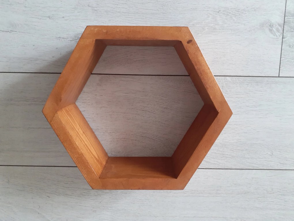 Fa Polc Méhsejt Hexagon Tölgy Natúr