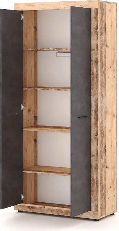 Gardróbszekrény 2 ajtós Old Style Light / Matera színkombinációban – LUNA2