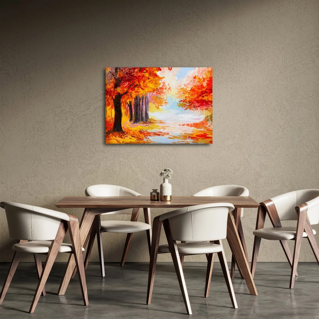 Kép - olajfestmény, színes ősz (70x50 cm)
