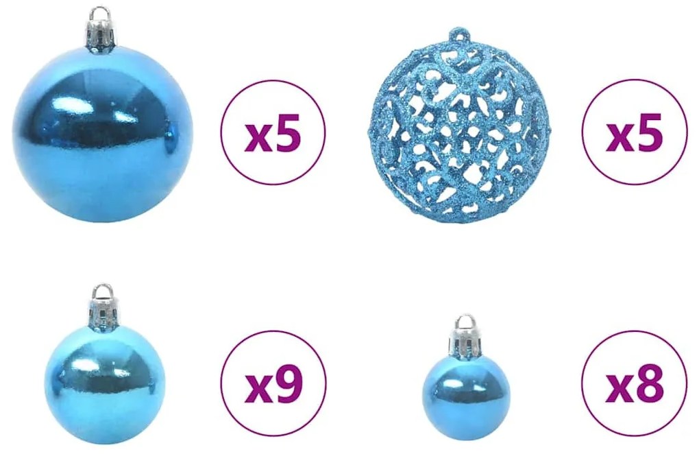 Felfordított Műfenyő Elővilágítással és Gömbökkel Zöld 120 cm