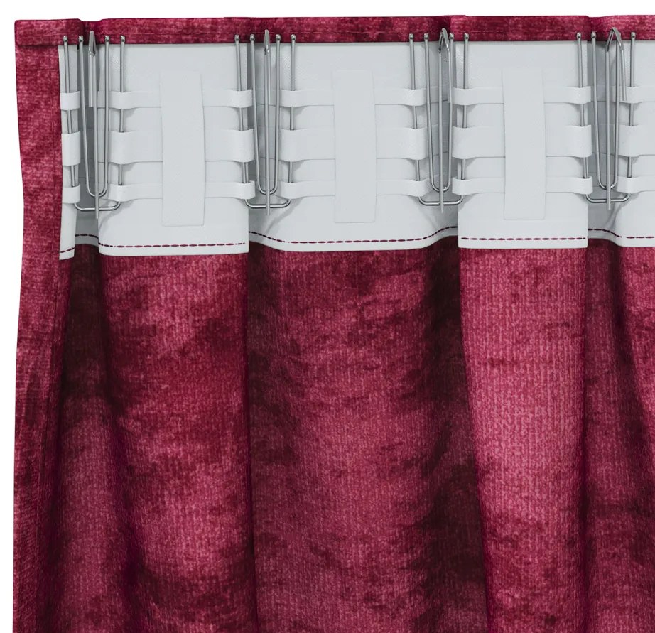 Velúr Függöny 2 db rudacsatlakozós Burgundi vörös 175x140 cm