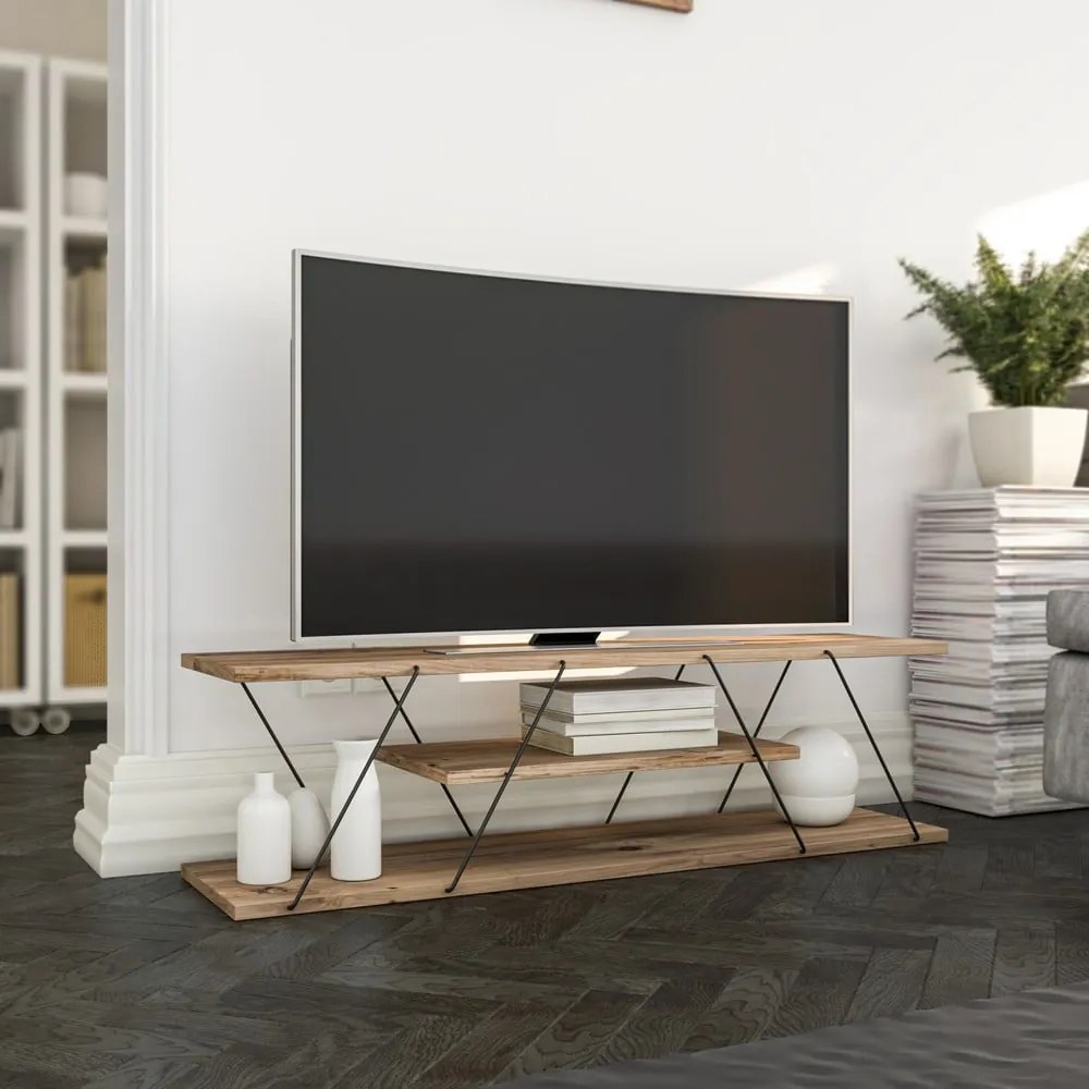 Natúr színű TV-állvány diófa dekorral 120x33 cm Canaz – Kalune Design