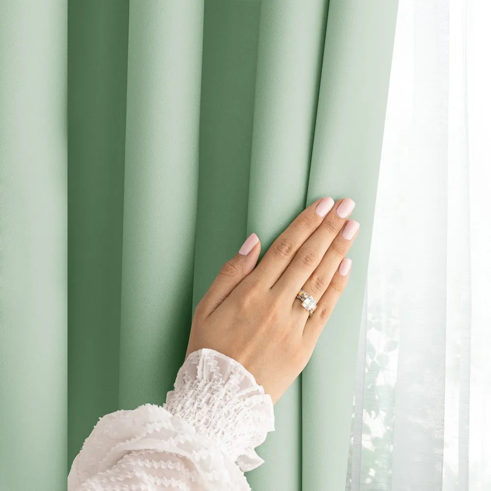 Mentazöld dimout (részleges sötétítő) függöny 140x250 cm Carli Tie – Restilo