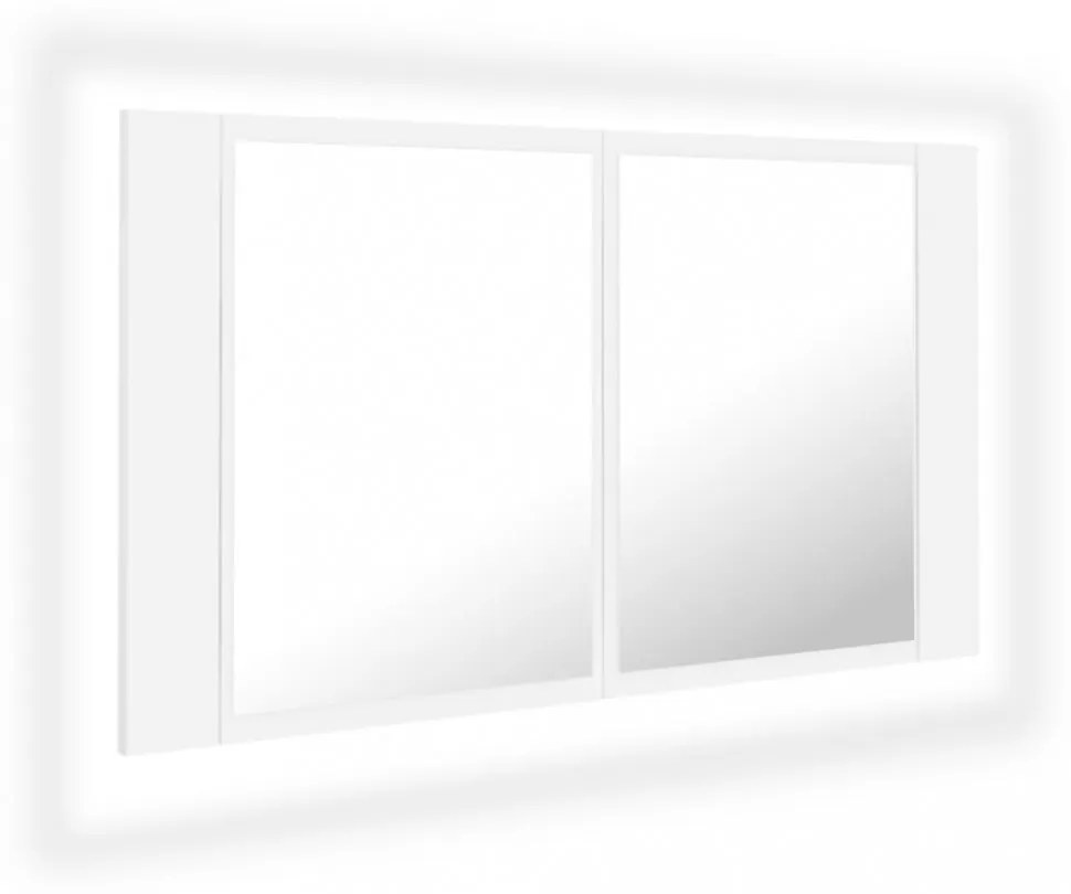 fehér akril LED-es fürdőszobaszekrény tükörrel 80x12x45 cm