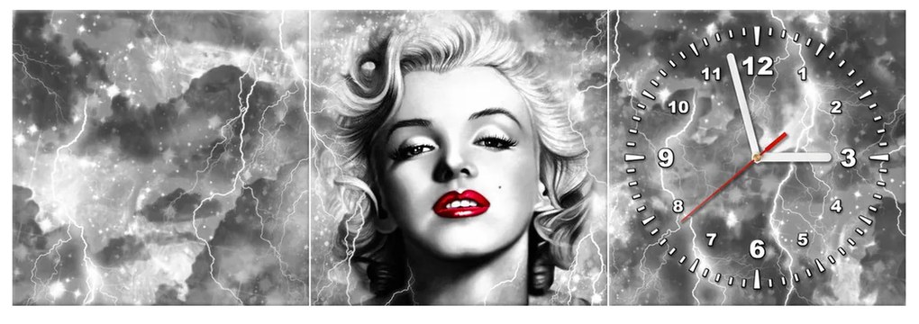 Gario Órás falikép Felvillanyozó Marilyn Monroe - 3 részes Méret: 30 x 90 cm