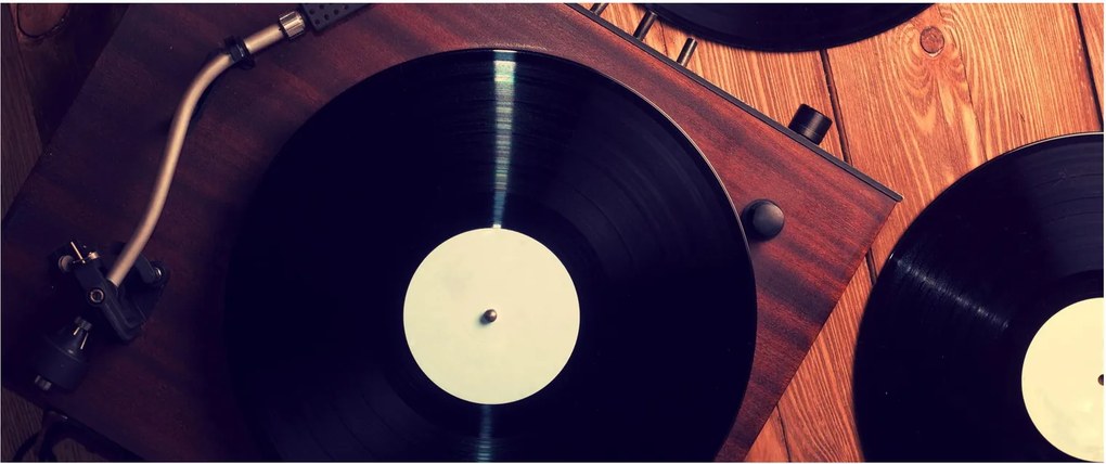 Gramofon lemezek képe (120x50 cm)