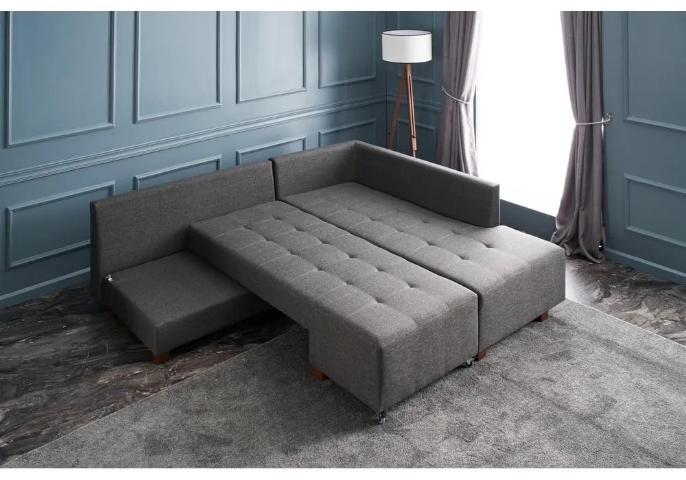 Sötétszürke kinyitható sarokkanapé (jobb oldali) Manama – Balcab Home