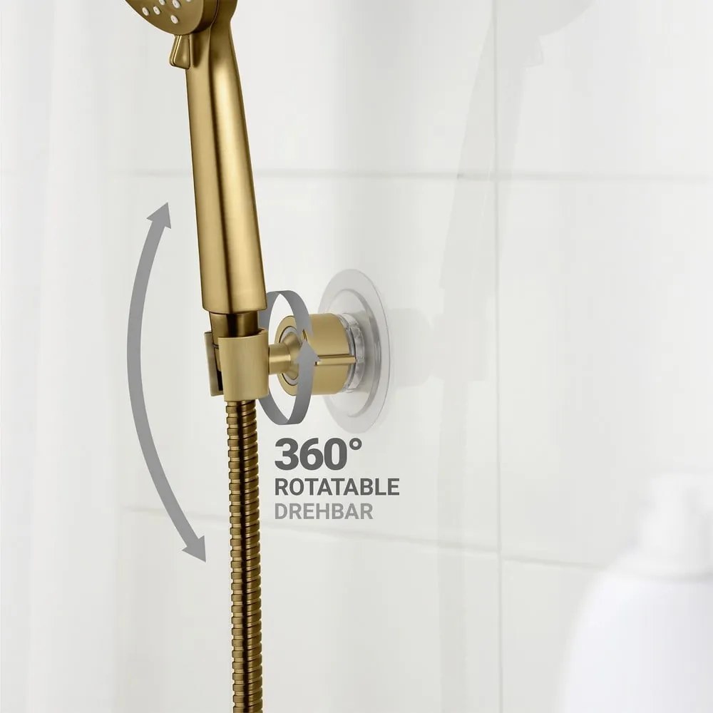 Aranyszínű öntapadós műanyag zuhanyfej tartó Libertà – Wenko