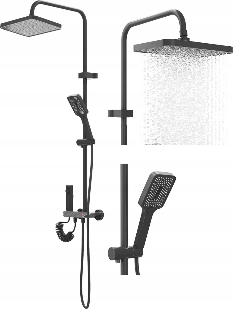 Navi Gun Grey Zuhany Szett Esőztetővel, Kijelzővel Fürdőszobába