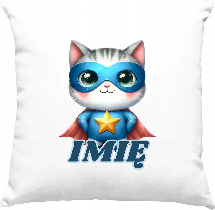 Gyerek párna Cica Hős +Név Fehér