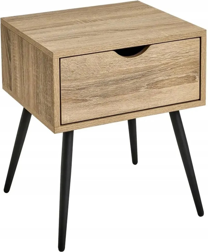 Éjjeli asztal fiókkal bézs 50x35x50 cm skandináv hálószoba szekrény