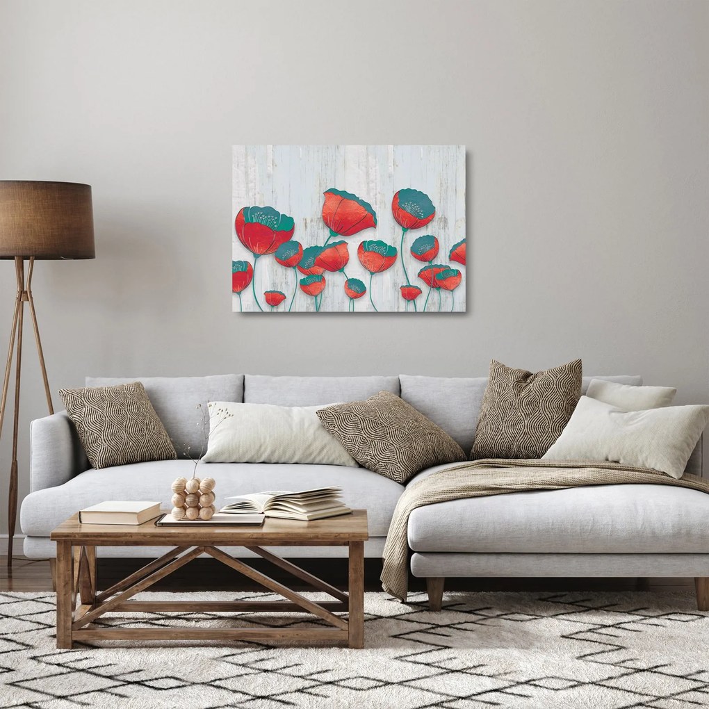 Kép - Pipacsok - kerozin (üvegen) (70x50 cm)
