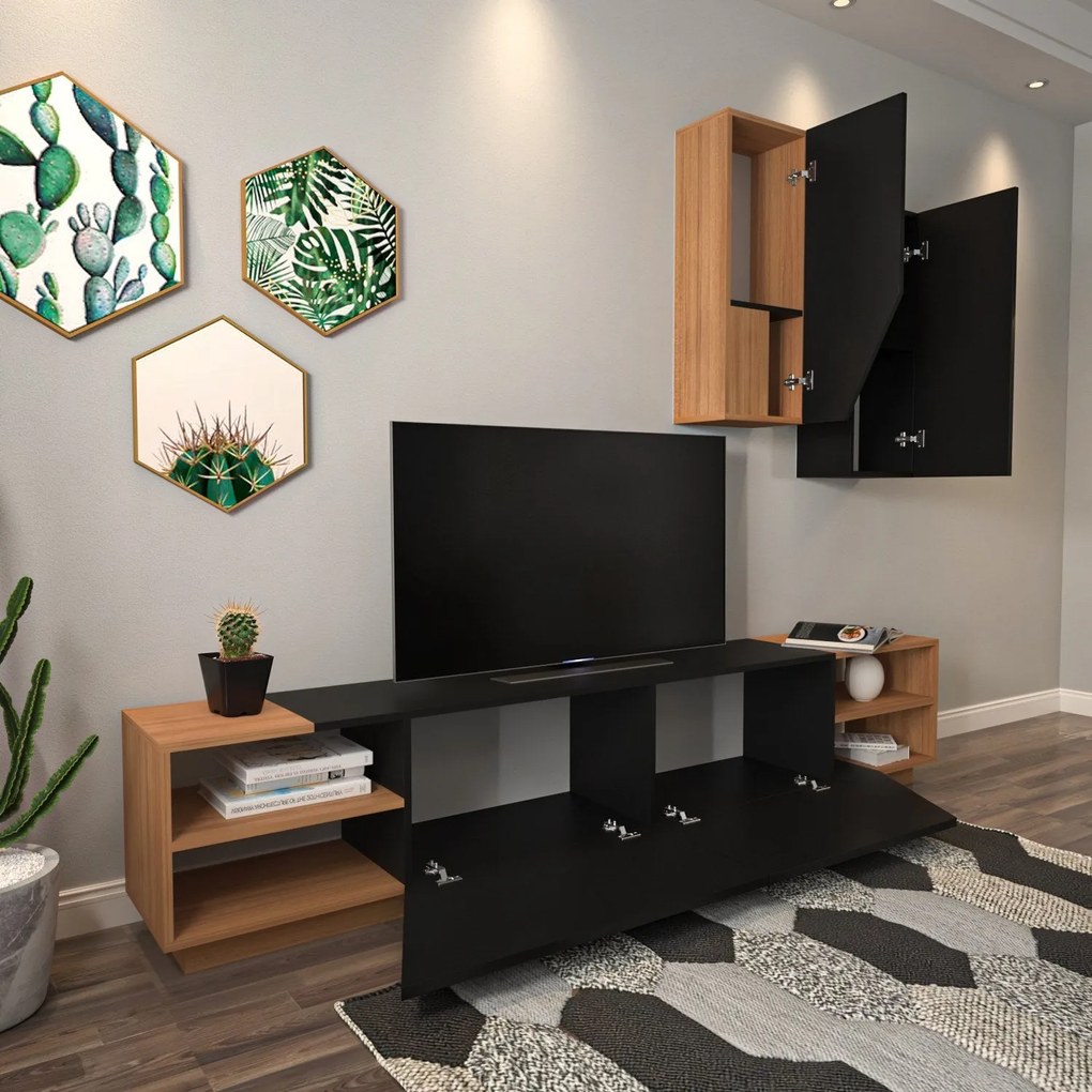 TV szekrény Zebra - Black, Teak