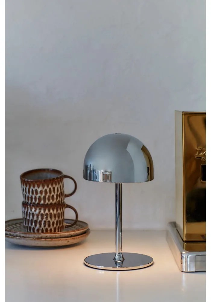 Ezüstszínű LED asztali lámpa távirányítóval, fém búrával (magasság 22 cm) Tim – Sirius