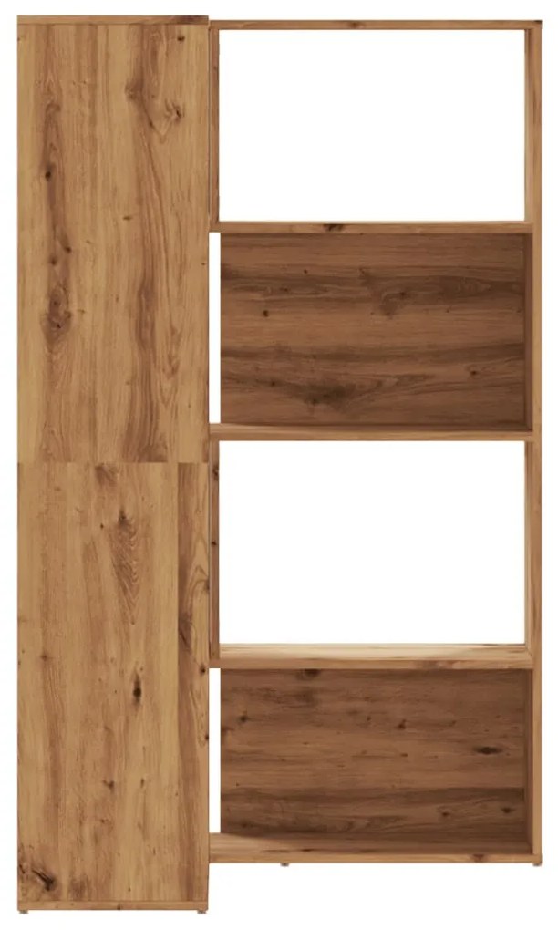 4 szintes tölgy színű szerelt fa sarokkönyvespolc 85x85x140 cm