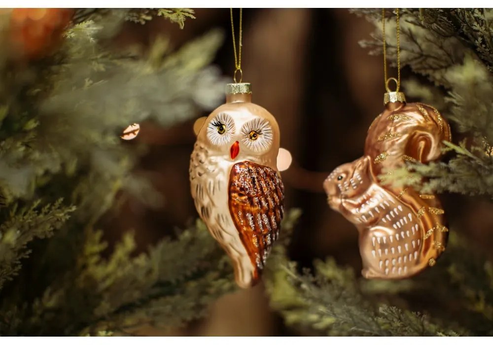 Üveg kézzel készített karácsonyfadísz 4,5 cm Woodland Squirrel – Sass & Belle