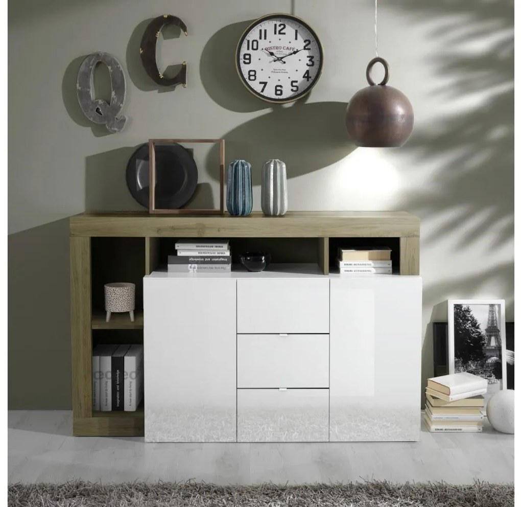 Komód LENOR fehér/barna