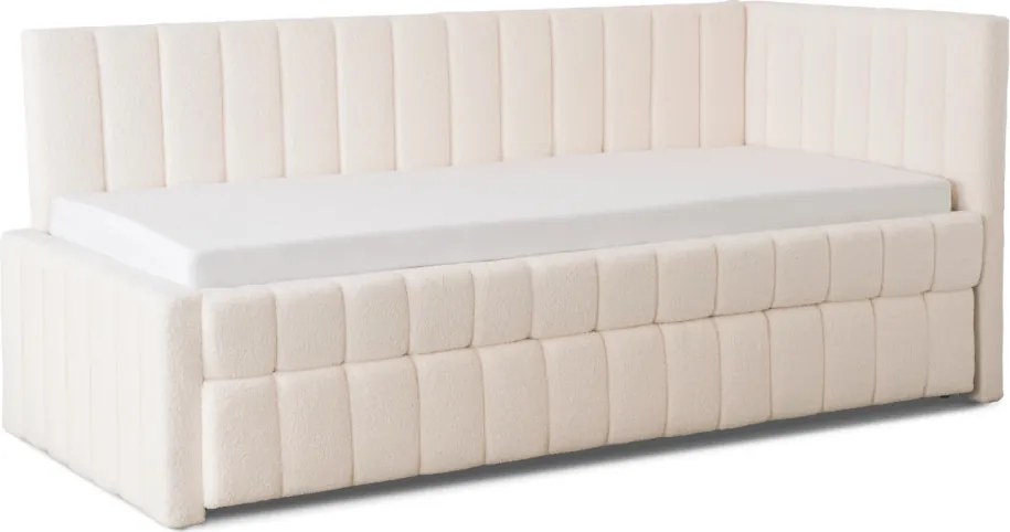 Łóżko 90x200 VILLEMO Kremowe Boucle