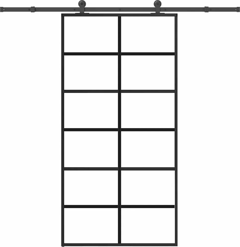 vidaXL tolóajtó vasalatokkal 102x205 cm ESG üveg&alumínium